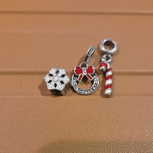 Festive Silver and Red Charm Set